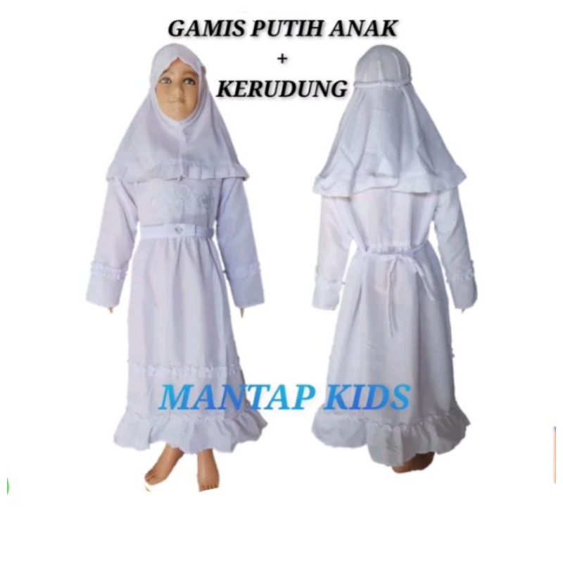 Gamis Anak Perempuan terlaris Warna Putih/Busana muslim Putih Anak perempuan umur 1-12th