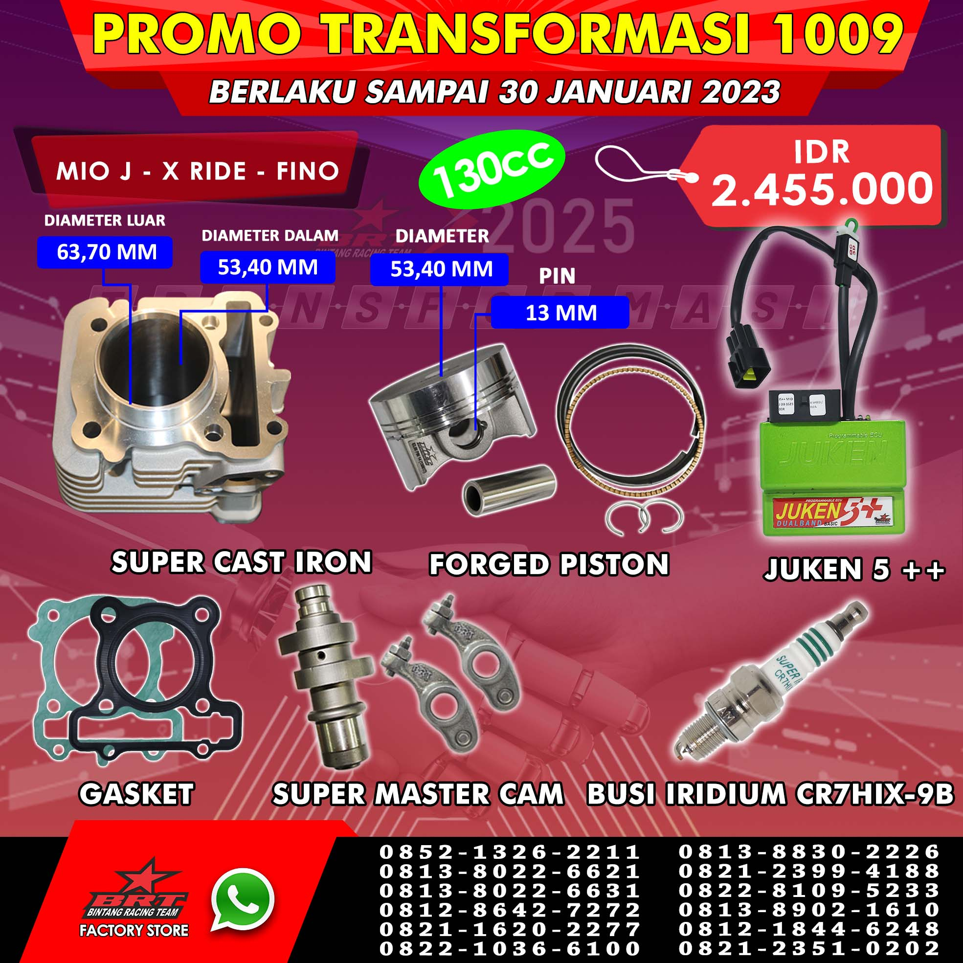 PAKET BORE UP MIO J / XRIDE 115 BRT
