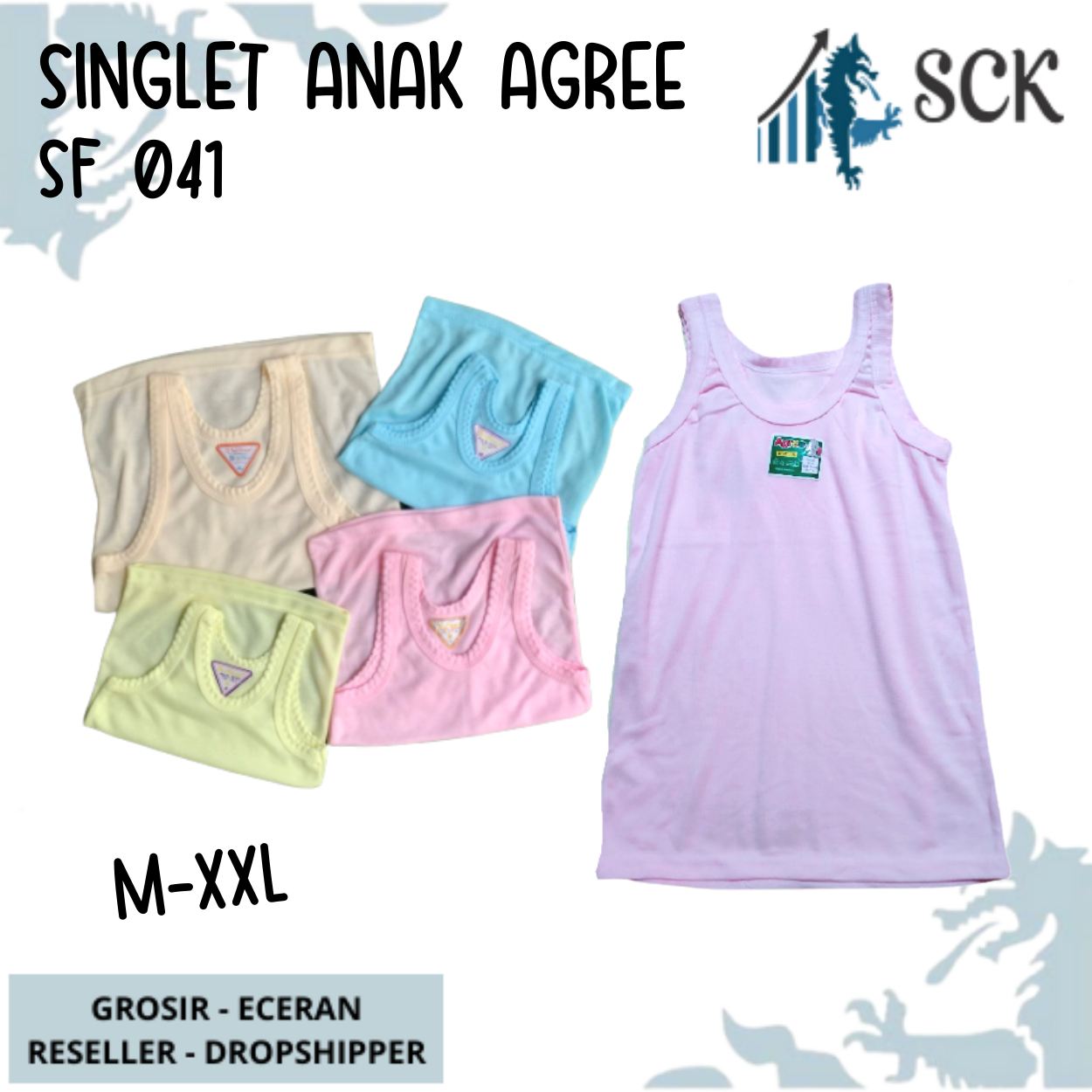 [ISI 1] Singlet AGREE Kids SF 041 Warna Warni  / Pakaian Dalam Anak AGREE / Singlet Bayi - sckmenwear GROSIR