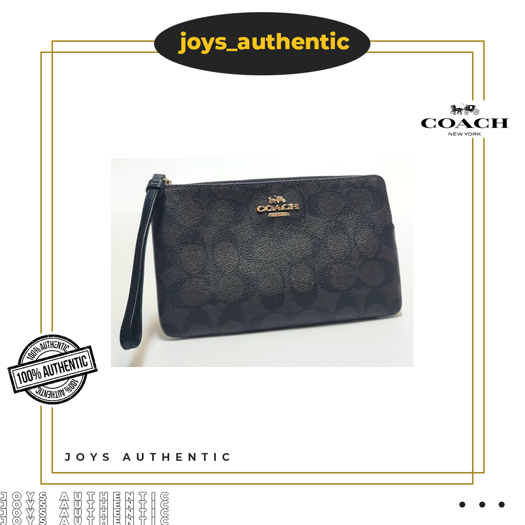 Dompet Wanita Coach 3888 LG Corner Zip Wrislet Coklat Brown Hitam Black Women Wallet Authentic Origi
