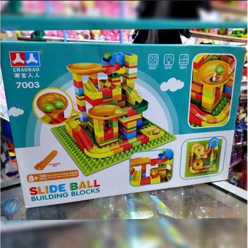 Mainan Anak Bola Gelinding Edukasi Balita Motorik Sensori Penglihatan Blok Lego Set Block Slide Ball