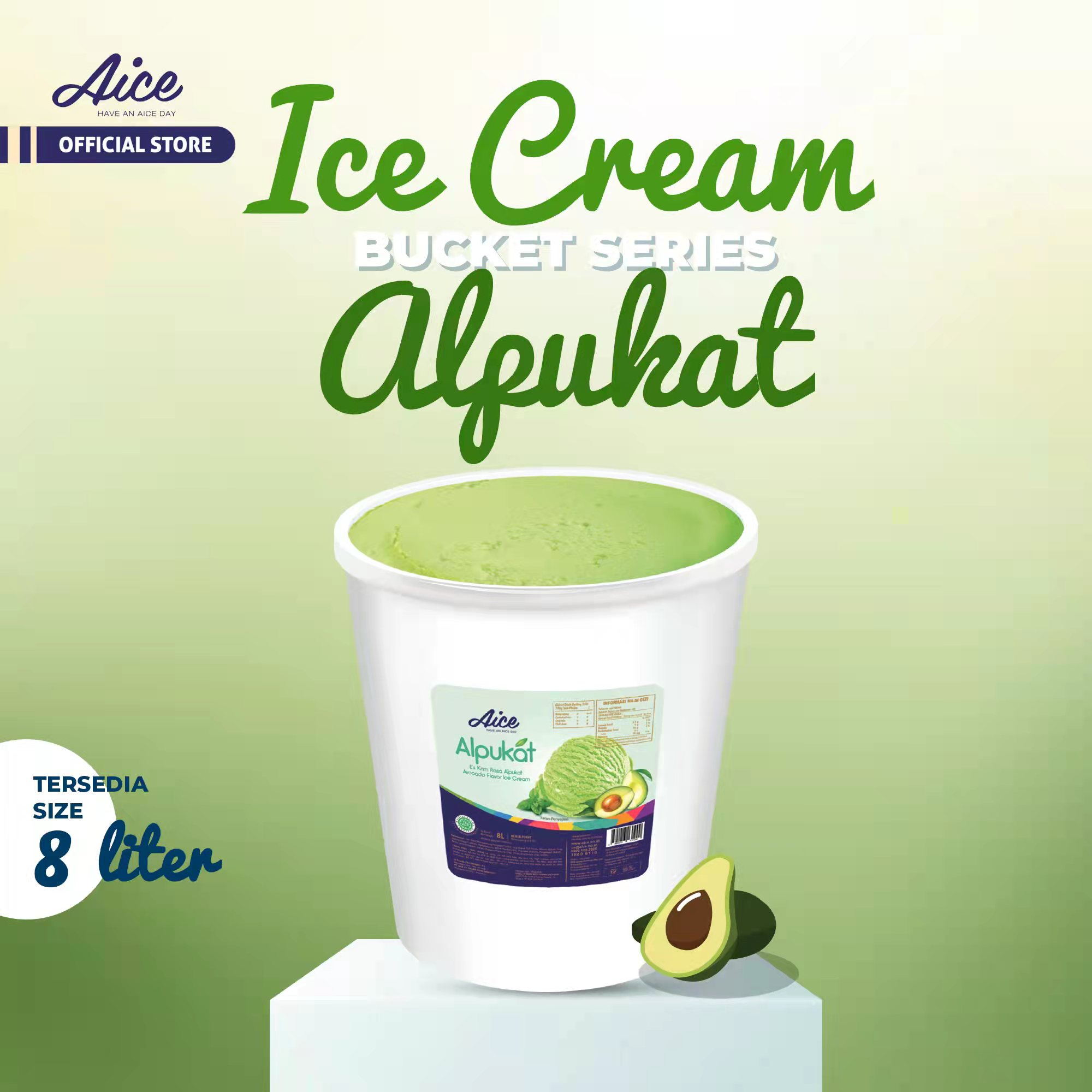 

AICE Avocado Bucket 8 Liter Alpukat Ice Cream Es Krim Ember 8L Eskrim