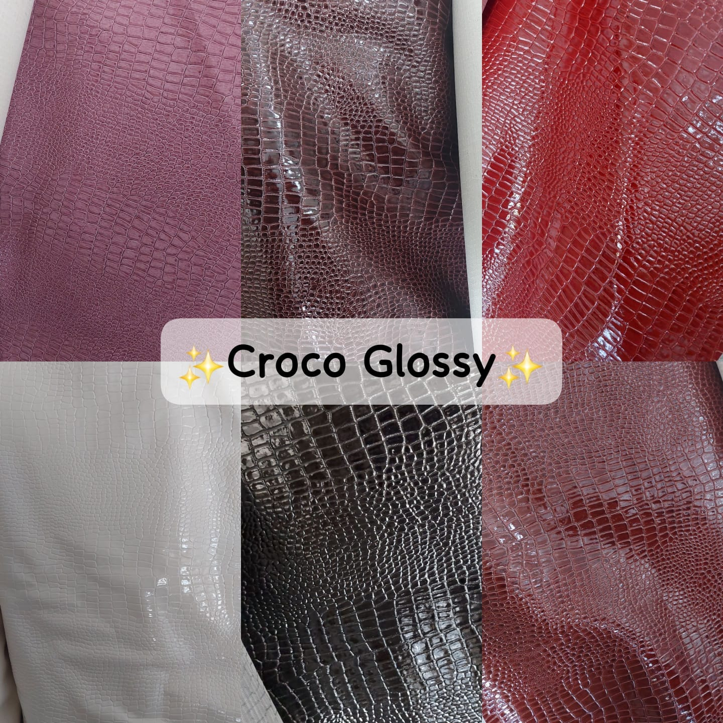 KULIT SINTETIS CROCO GLOSSY/ MENGKILAP / MOTIF BUAYA METERAN / MOTIF BATU-BATUAN