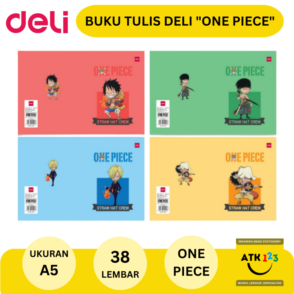 Deli Writing Book / Buku Tulis Sekolah A5 - 38 lembar ONE PIECE