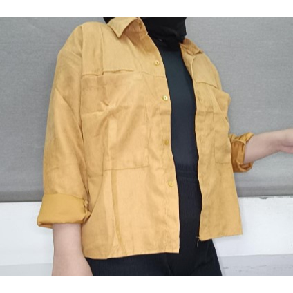 sandrina corduroy - Crop Top Corduroy / Style Korea / Jaket Kemeja Corduroy