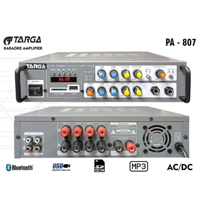 AMPLI TARGA PA-807 BLUETOOTH USB SD INPUT AC-DC BARU