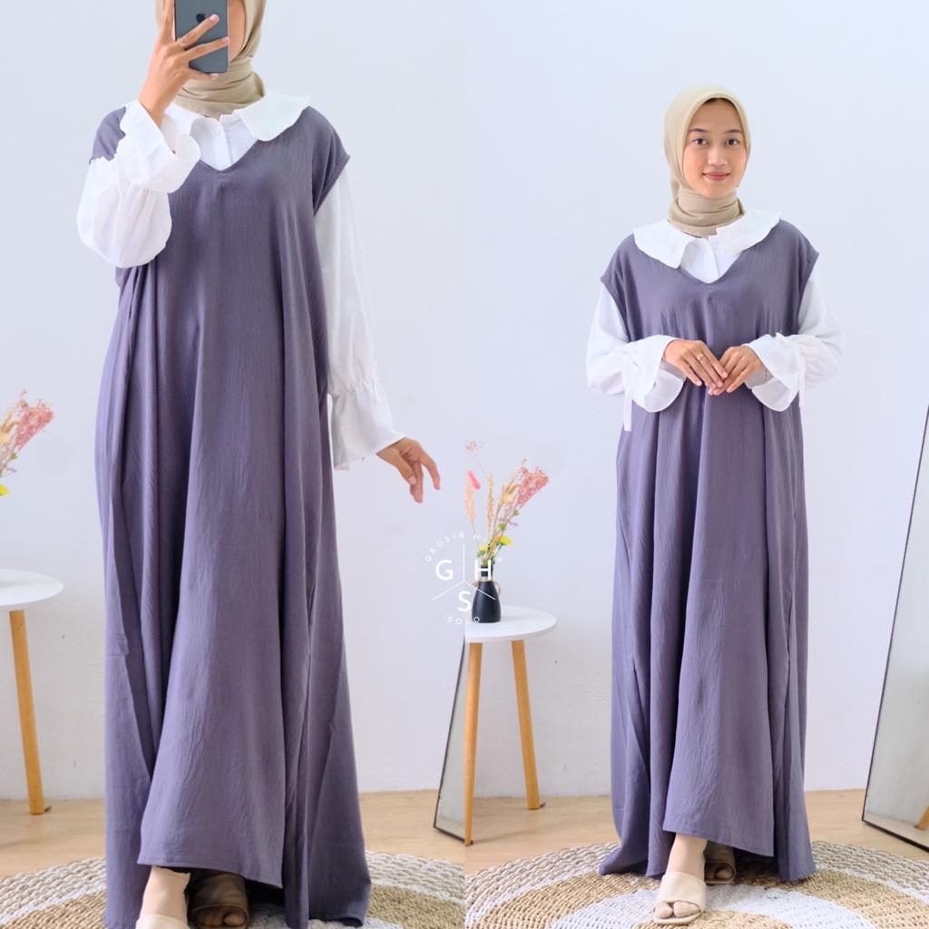 (DBY) LONG OVERAL LISA OVERSIZE ATASAN WANITA BAHAN CRINCLE AIRFLOW