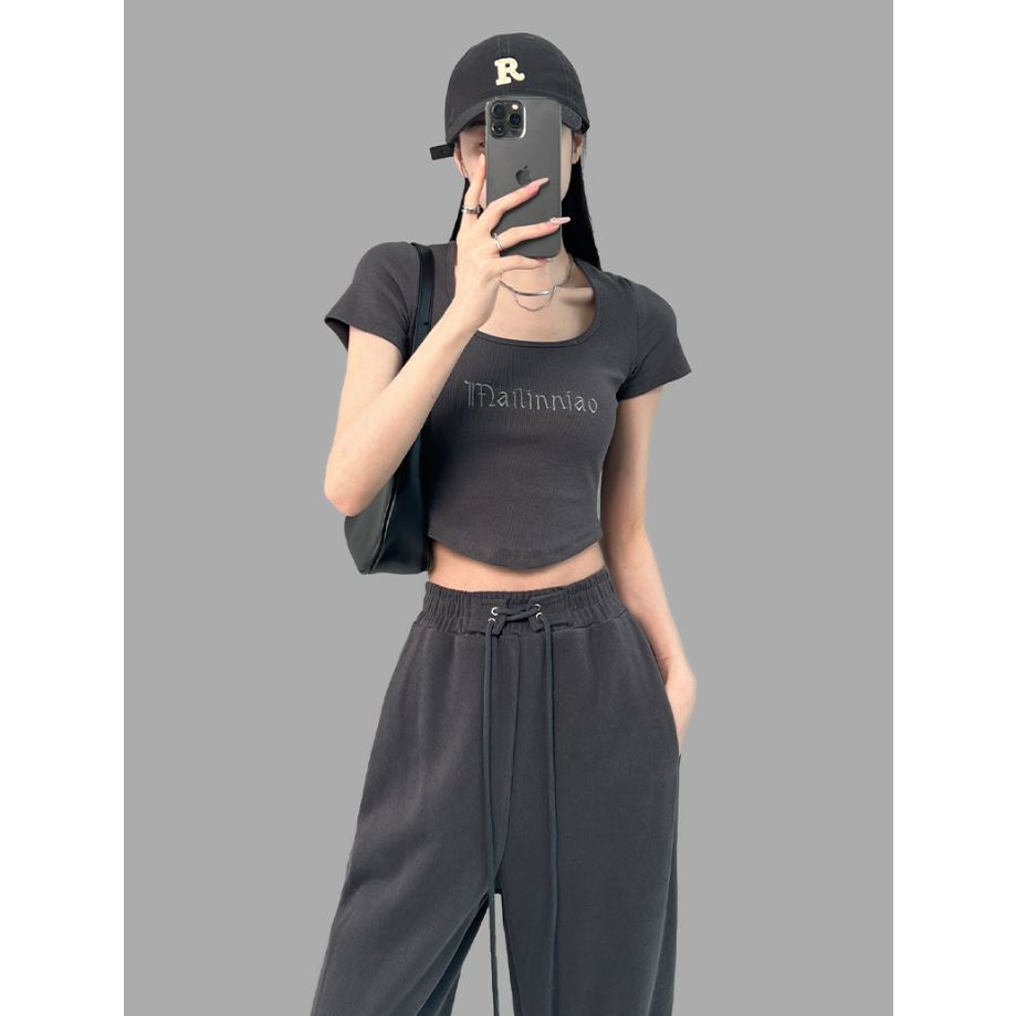 DF BJ385 Korean Crop Top Rib Sexy Crop Top Kaos Wanita Ava Basic Baju Crop Top Fashion