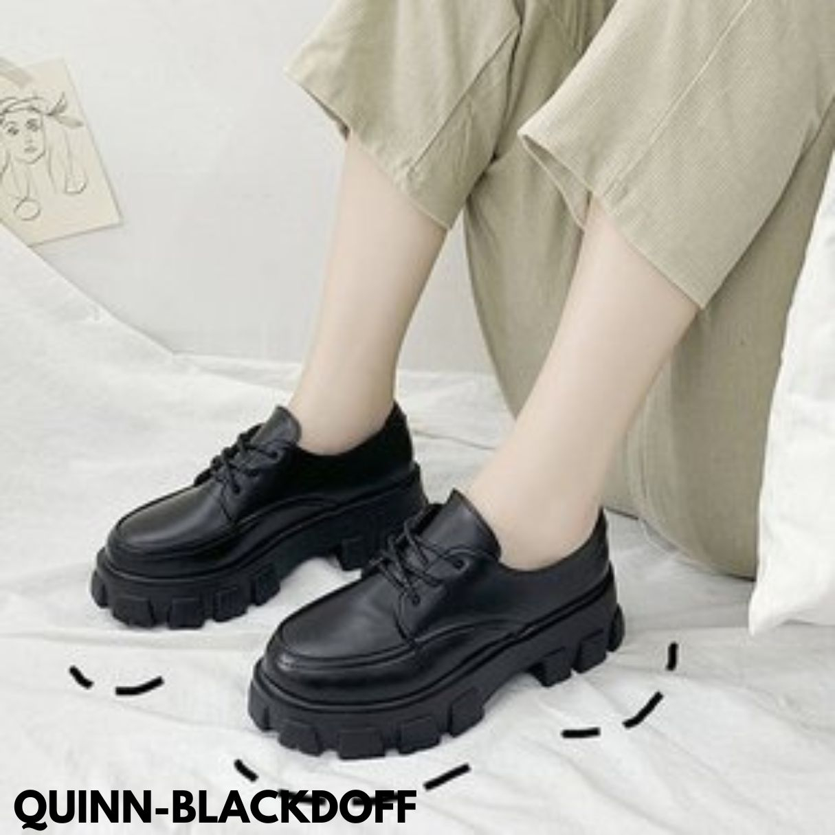 SEPATU WANITA GAYA BOOTS LUAR NEGERI EDISI TERBARU SIMPEL KASUAL BAHAN PU IMPORT QUINN