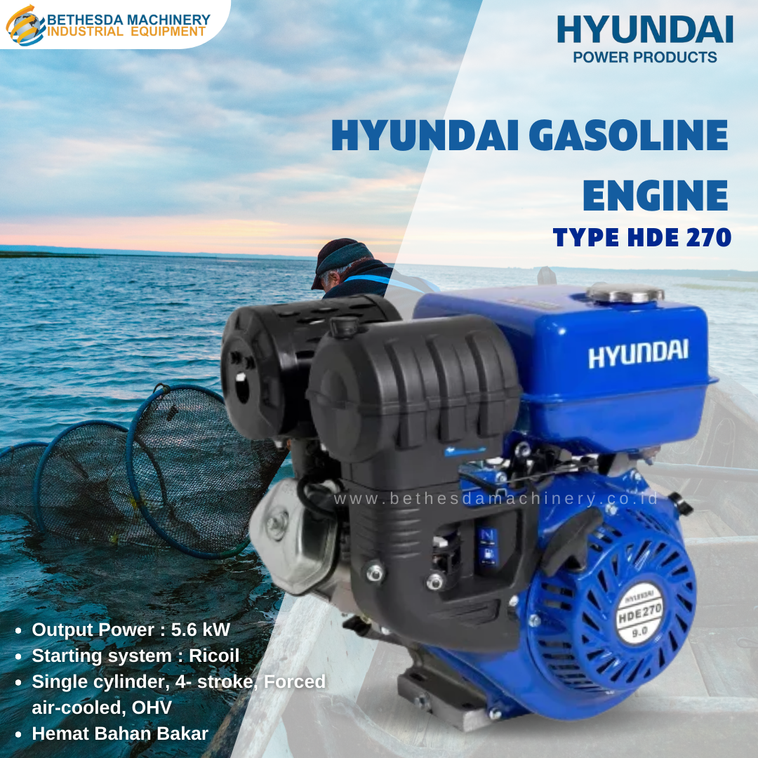 Mesin Penggerak Bensin Hyundai 9 HP HDE 270 Diesel Engine Gasoline