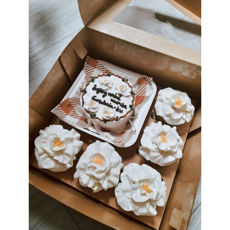 RB22 Korean Cake Set Cupcake isi 2 dan 5 / Bento Cake / Kue Ultah / Kue Ultah Depok / Cup Cake Depok