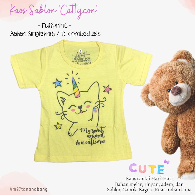 Baju Anak Cewek 3 bulan-10 tahun CATTY CORN- Kaos003Sablon