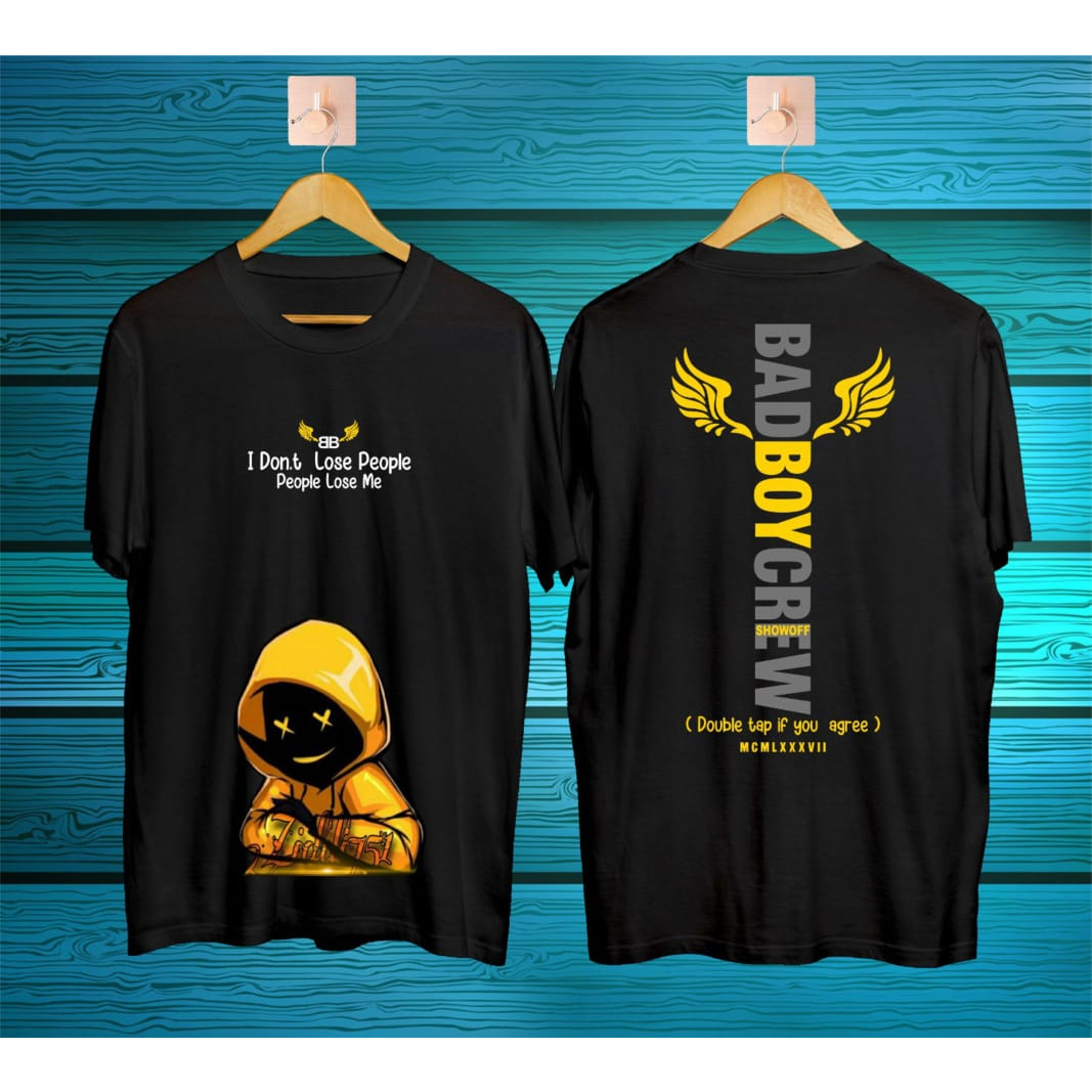 Kaos murah Kaos distro murah baju  distro pria t-shirt murah combed30s  SO bad boy kuning