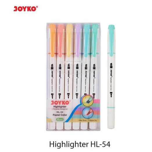 

Joyko HL 54 Highlighter Pastel Isi 6 Penanda Warna Pastel 2 in 1 Dual Tip