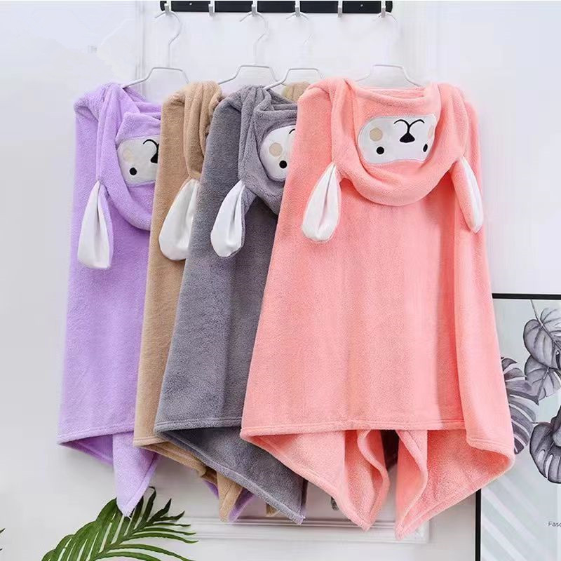 Handuk Topi Mandi Ponco Berenang 70 x 40 Beruang Bayi Anak Lembut Import Mantel Jubah Selimut Kimono Microfiber Double Fleece Premium Quality