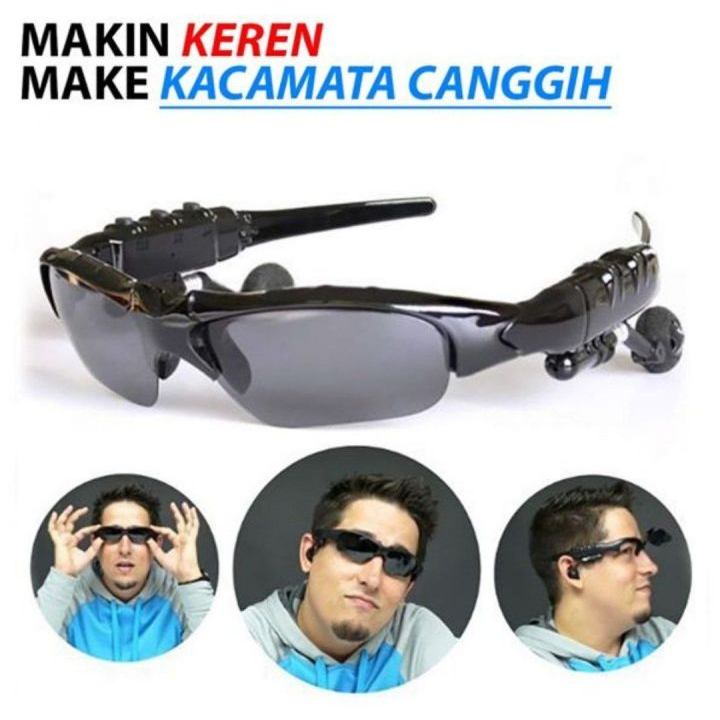 Kacamata Gaya Sunglasses Pria Keren Sport Bluetooth Polarized MP3 Musik Sepeda Kaca Mata Sepedah Anti Radiasi JS01