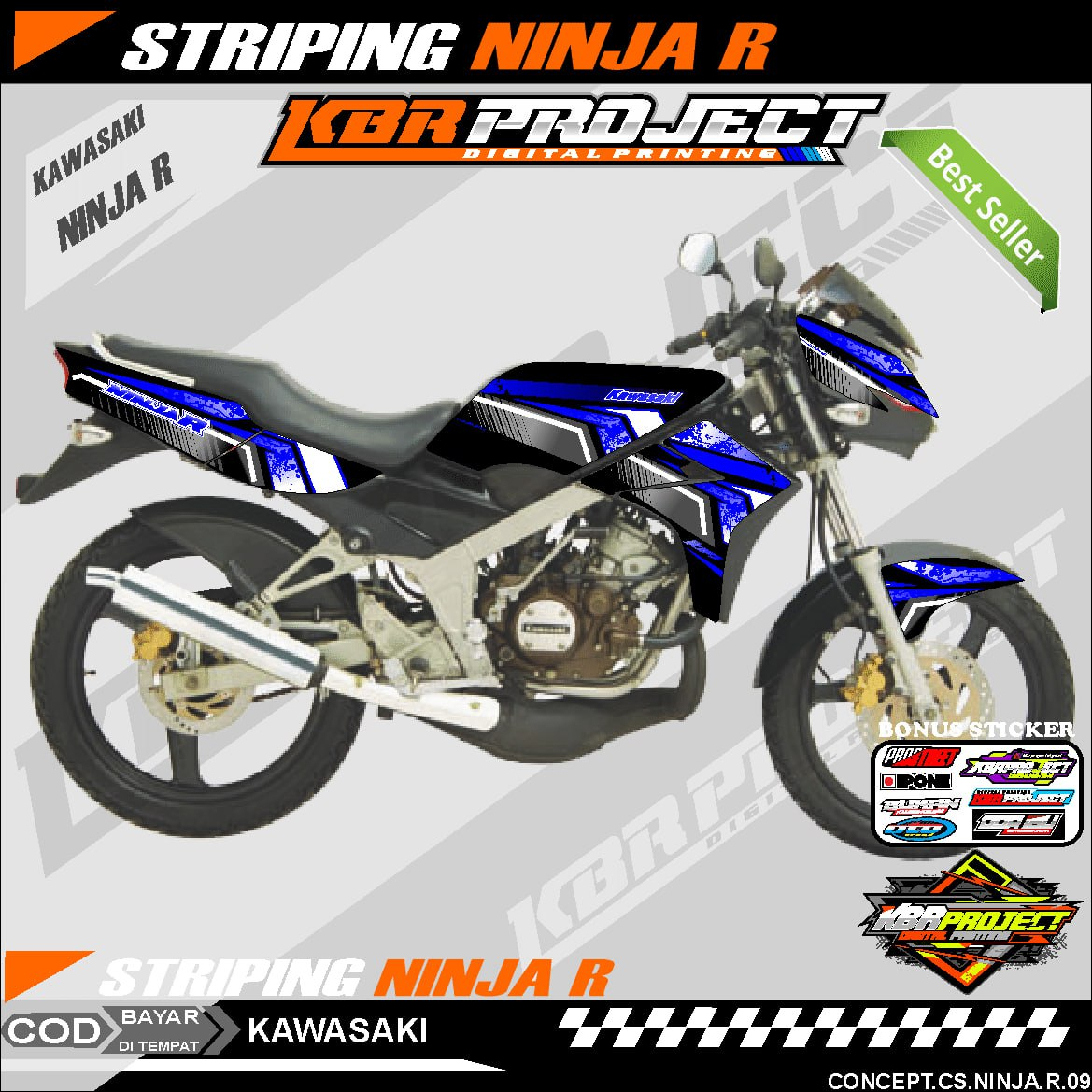 NINJA R STIKER  STRIPING MOTOR KEREN LIS VARIASI NINJA R STIKER MOTOR KAWASAKI DESAIN RACING 09 HOLO