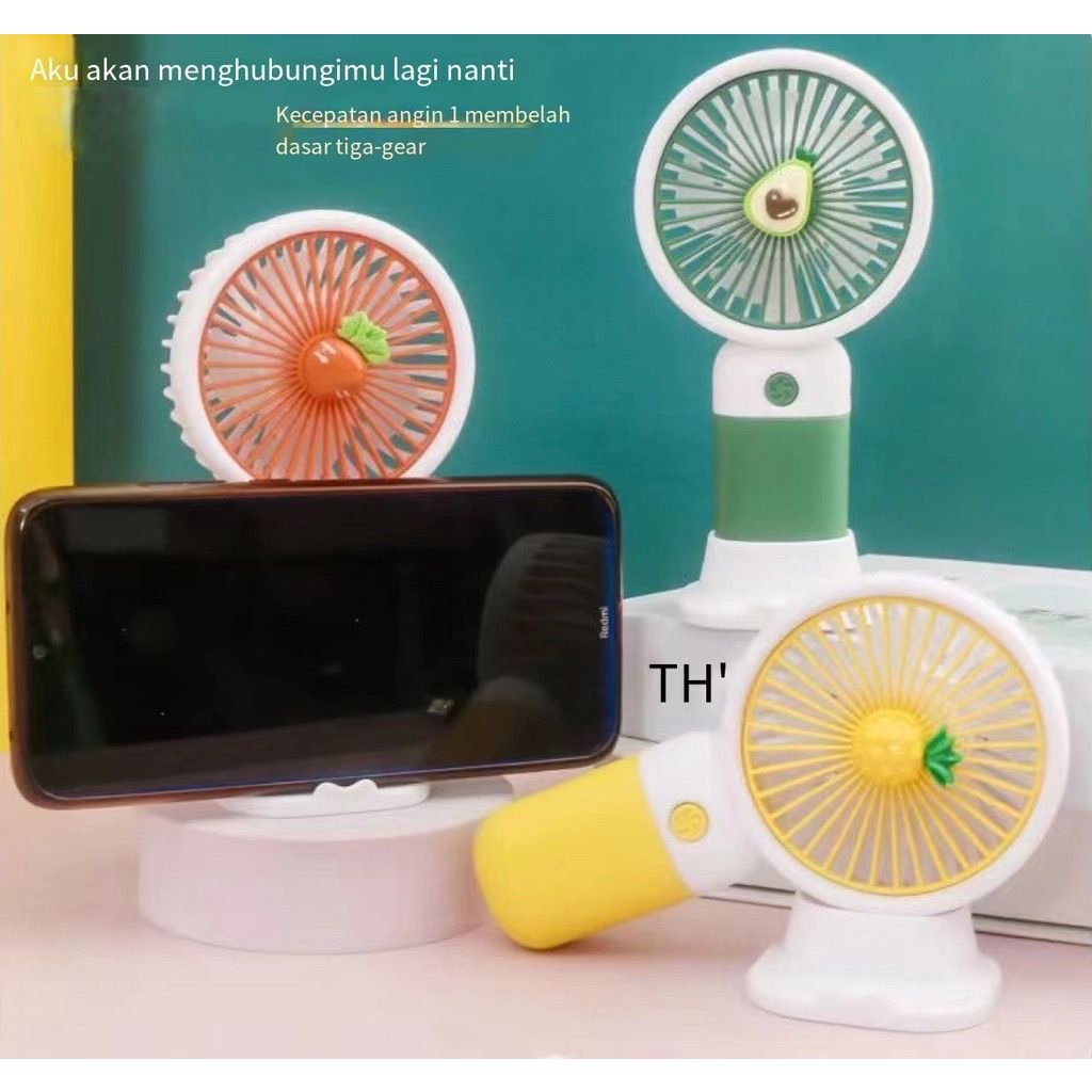 VIBOX KIPAS TANGAN MACARON MINI 2in1 STAND TURBO WIND STRONG POWER HAND FAN PORTABLE KARAKTER 3D ORIGINAL BY SMOLL