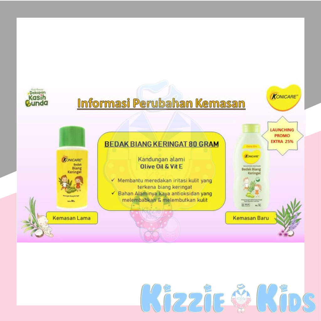 Konicare NATURAL Baby Powder / Bedak Biang Keringat 80gr / Baby Powder Natural 100gr