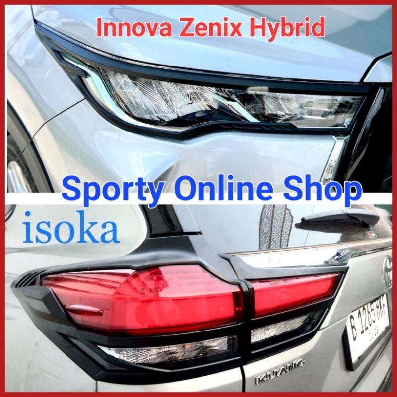 Garnish Lampu Mobil Innova Zenix Hybrid 2023up Warna Hitam Dop