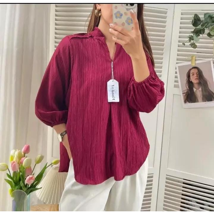 LIVIA BLOUSE WANITA LADY CRUSH | OUTER BABY CRUSH | ATASAN WANITA LENGAN PANJANG