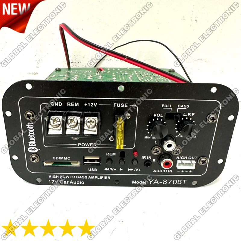 Power Kit Mobil YA 870 BT USB Bluetooth Amplifier Mini Subwoofer