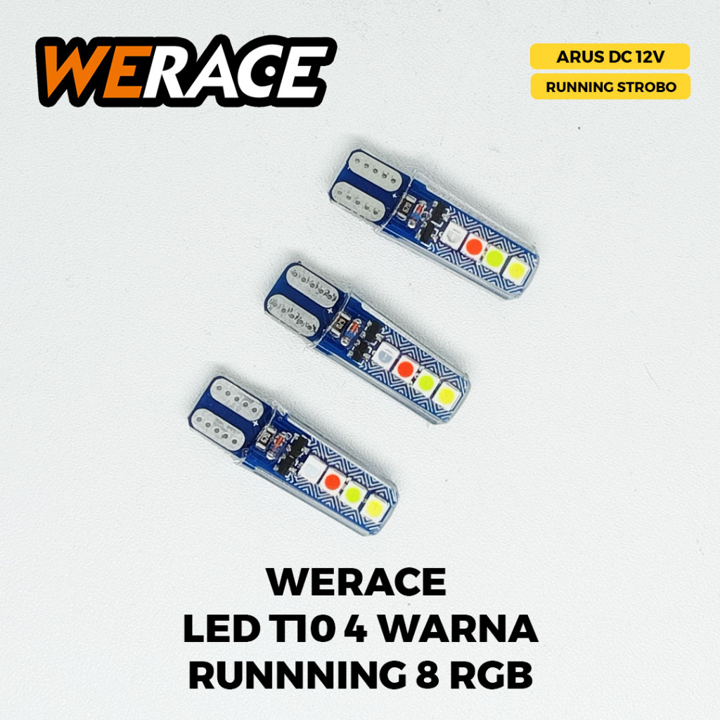 [WERACE] LED T10 4 WARNA RUNNNING 8 RGB SENJA SEIN  FLASH JELLY-T10 4 WARNA