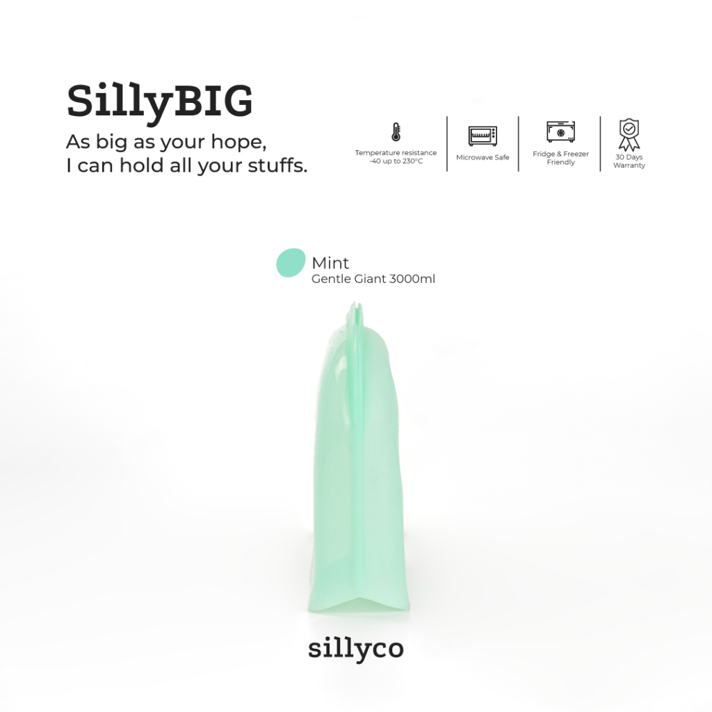 Sillyco - SillyBIG Gentle Giant - Standing Reusable Silicone Food Storage - Sillybag / Sillyup / Silly Up / SillyBig/ Penyimpanan Pompa Asi