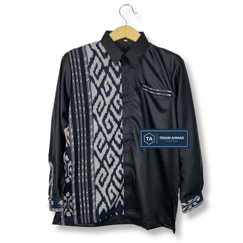 TENUN AHMAD Kemeja Tenun Pria motif Toraja kombinasi