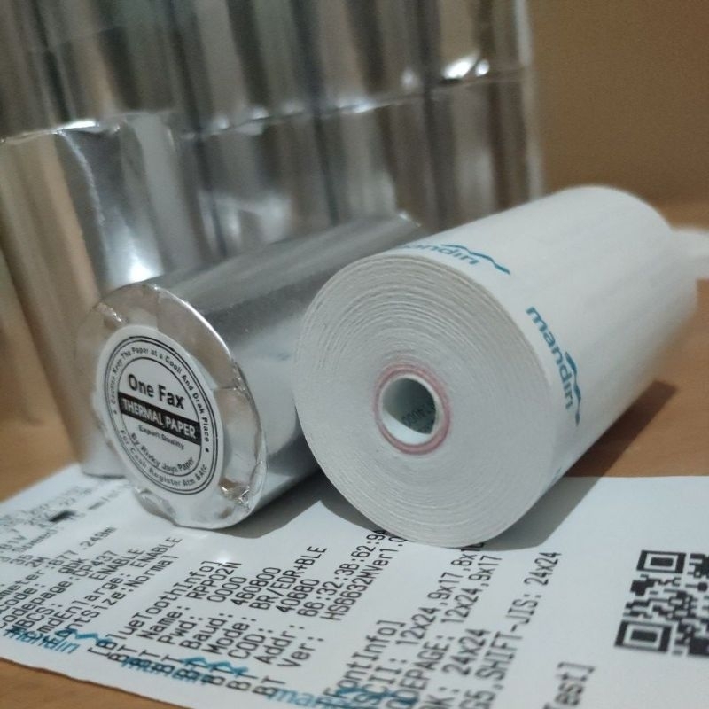 

Kertas Struk Thermal Paper Rol 58x40 logo bank mandiri coreless termal EDC