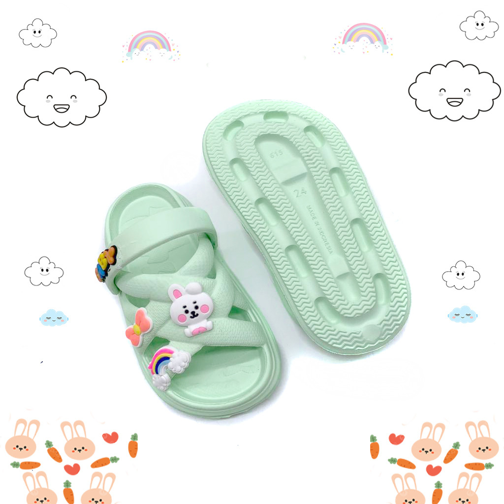 Sandal Slip On Anak Perempuan  Motif Happy Bunny Terbaru Viral Kekinian