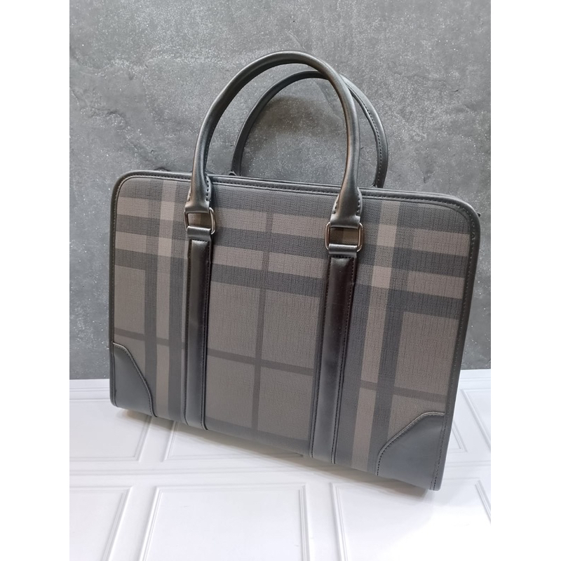 Tas kantor pria Burberry import tas laptop pria wanita branded