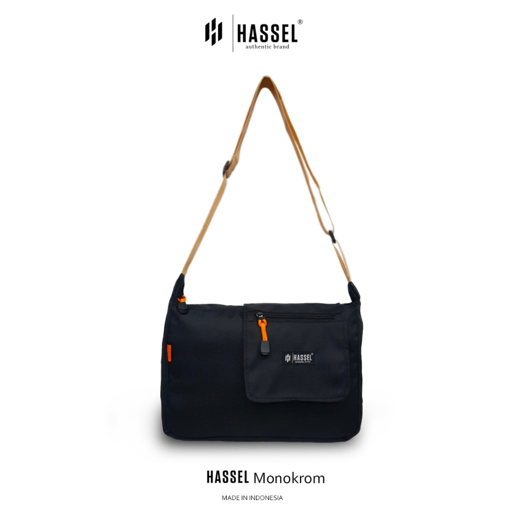 Tas Selempang Pria Hassel Monokrom - Tas Waist Bag Pria / Tas Selempang Wanita / Tas Slempang Pria atau Wanita / Tas Original / Tas Slempang Pria