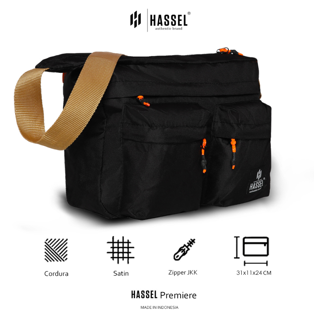 Tas Selempang Pria Hassel Premiere / Tas Waist Bag Pria / Tas Selempang Wanita / Tas Slempang Pria atau Wanita / Tas Original