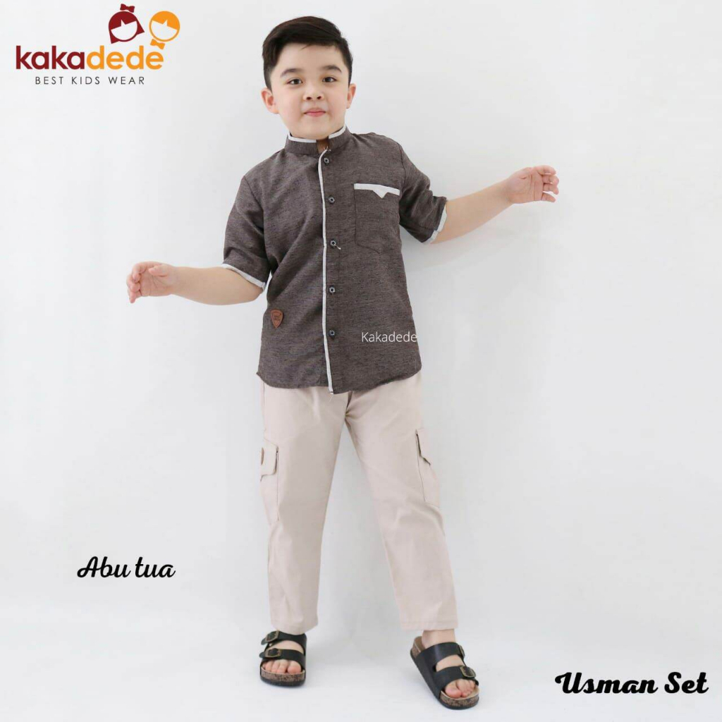 Setelan Baju Koko Anak Usman Set Kaka Dede Usia 6-14Tahun