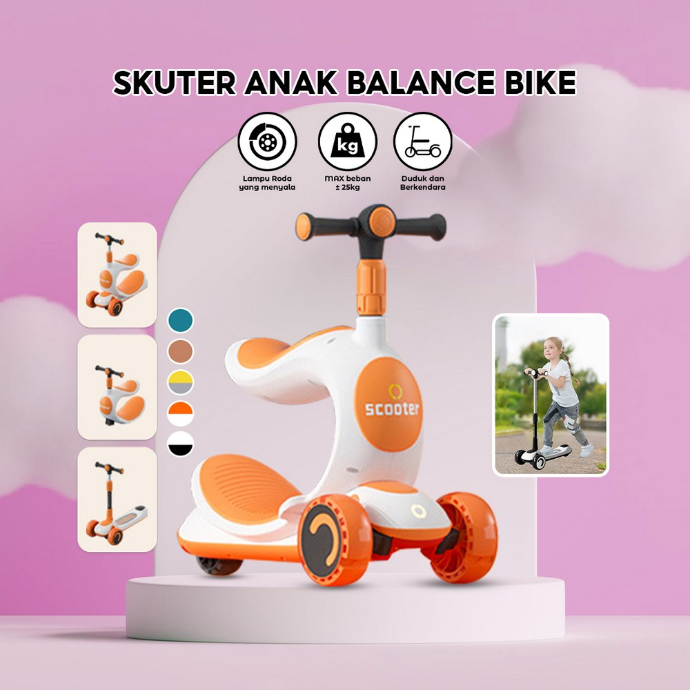 Scooter Anak 3 IN 1 Mainan Dorongan Anak / Otoped Skuter Anak Roda 3 / Kursi Goyang Anak Stockami M1
