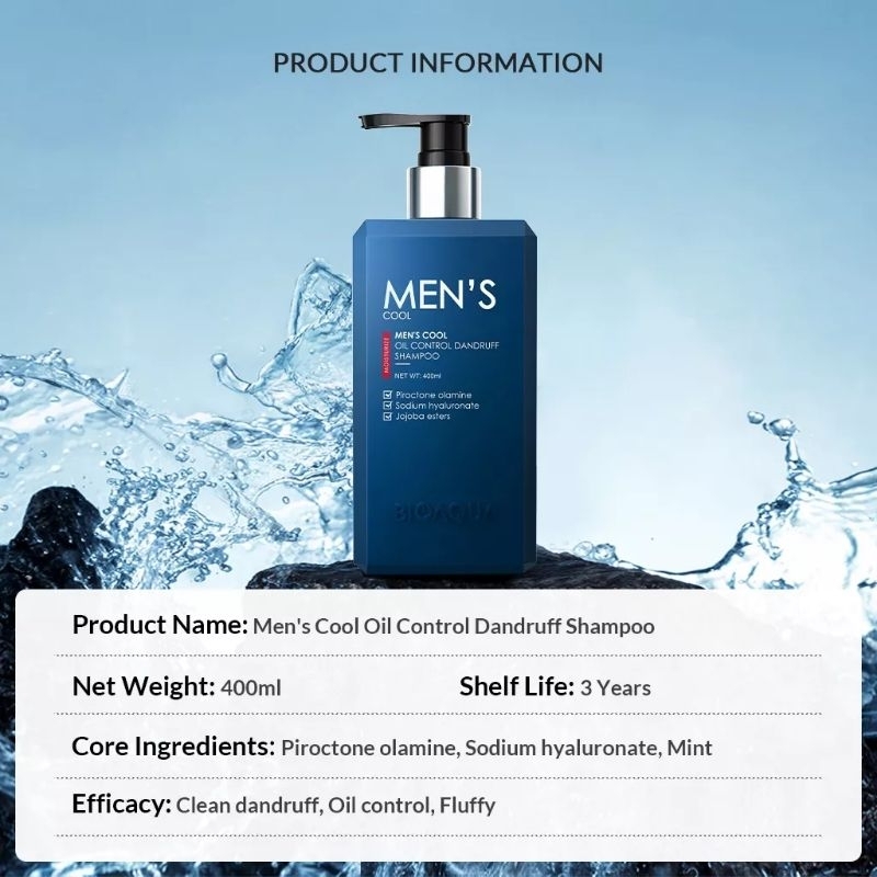 BIOAQUA Shampoo Anti Ketombe Men's Cool Oil Control Dandruff Shampoo 400ml