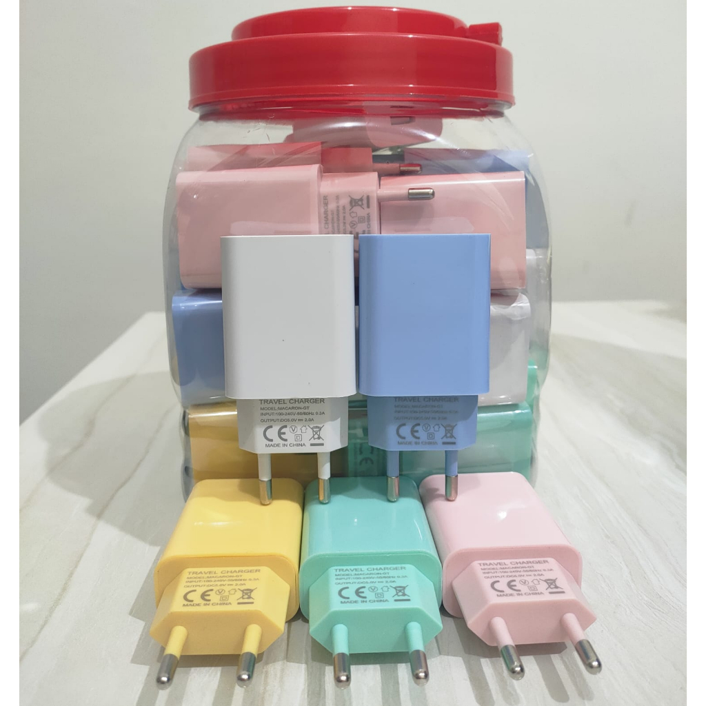 Adaptor Toples Macaron Warna Satu  Toples Isi 30 pcs Dengan 5 Warna Murah dan Berkualitas