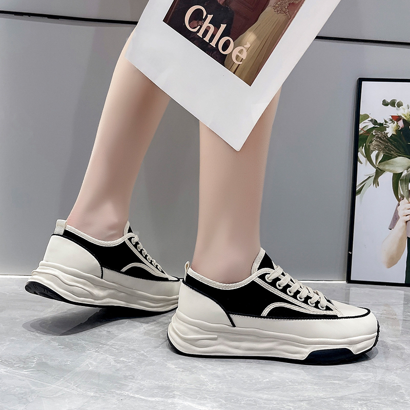 Sepatu Kets Sneakers Putih Wanita Perempuan Cewek Sekolah Korea Kasual Sepatu Olahraga Kanvas Checkerboard Sol Karet Tali Import Murah Casual Fashion White Beige Sport Shoes - Ukuran 35 36 37 38 39 40