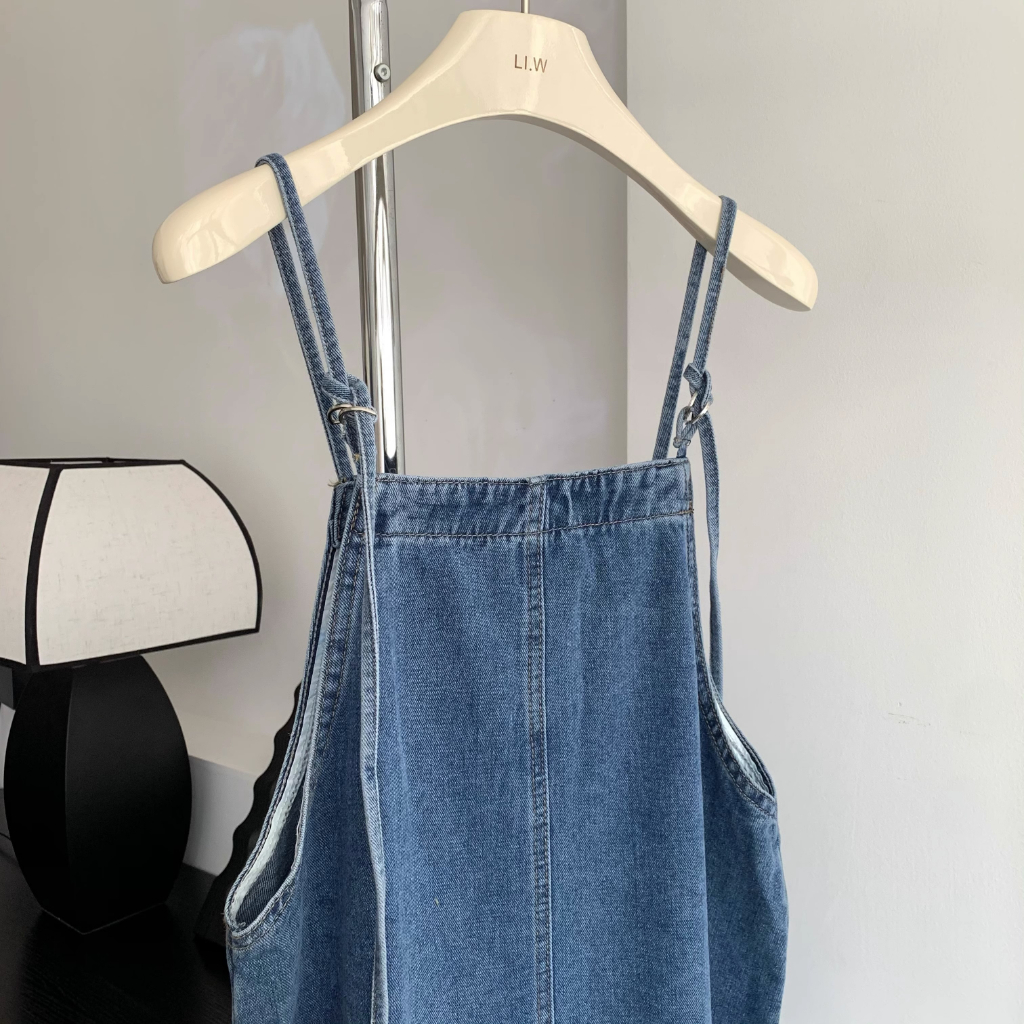 Overall dress jeans wanita overall rok jeans panjang wanita rok korean style jumpsuit rok suspender fashion jumbo kekinian 2023