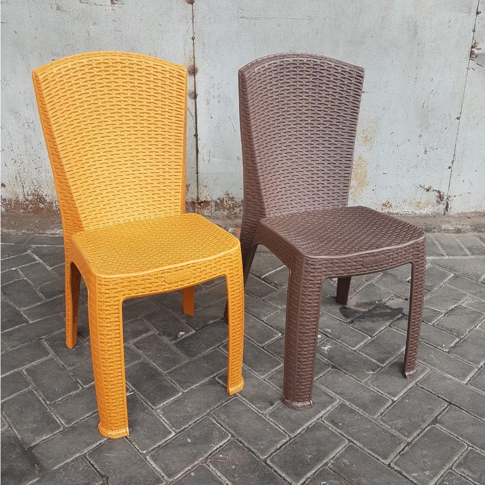 Kursi Plastik Rotan - Kursi Sandar Plastik Rotan - Kursi Plastik Motif Rotan - Kursi Makan Plastik -