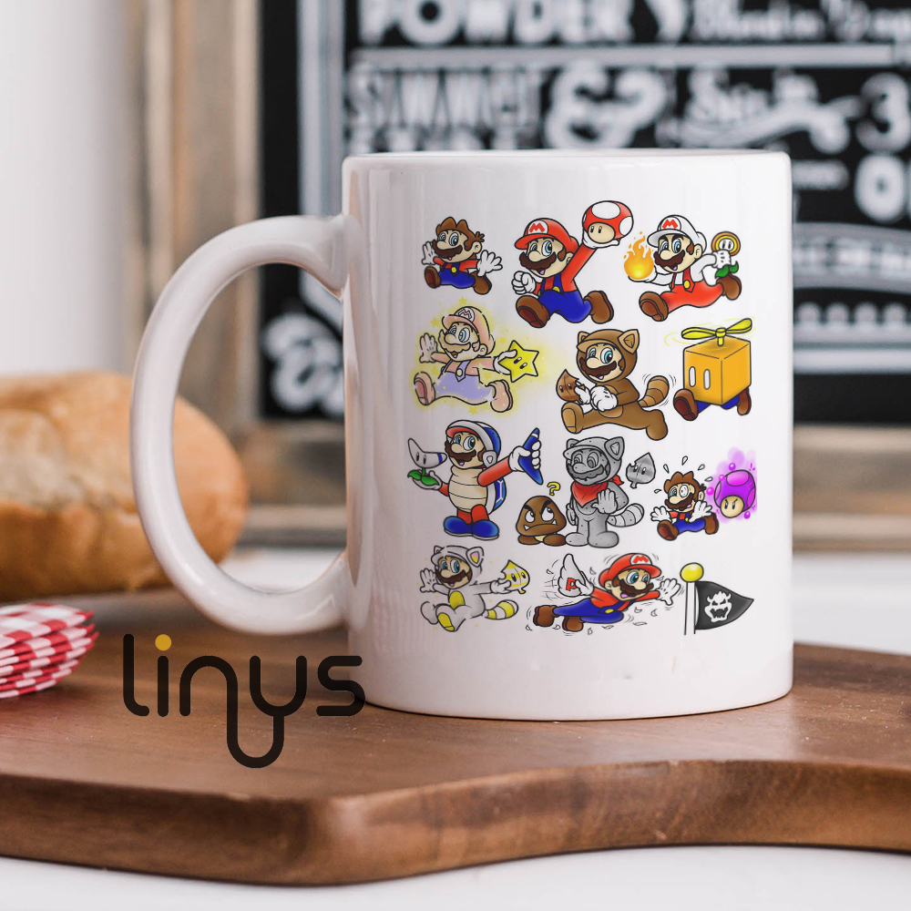 Mug Gelas Super mario 3d land doodles