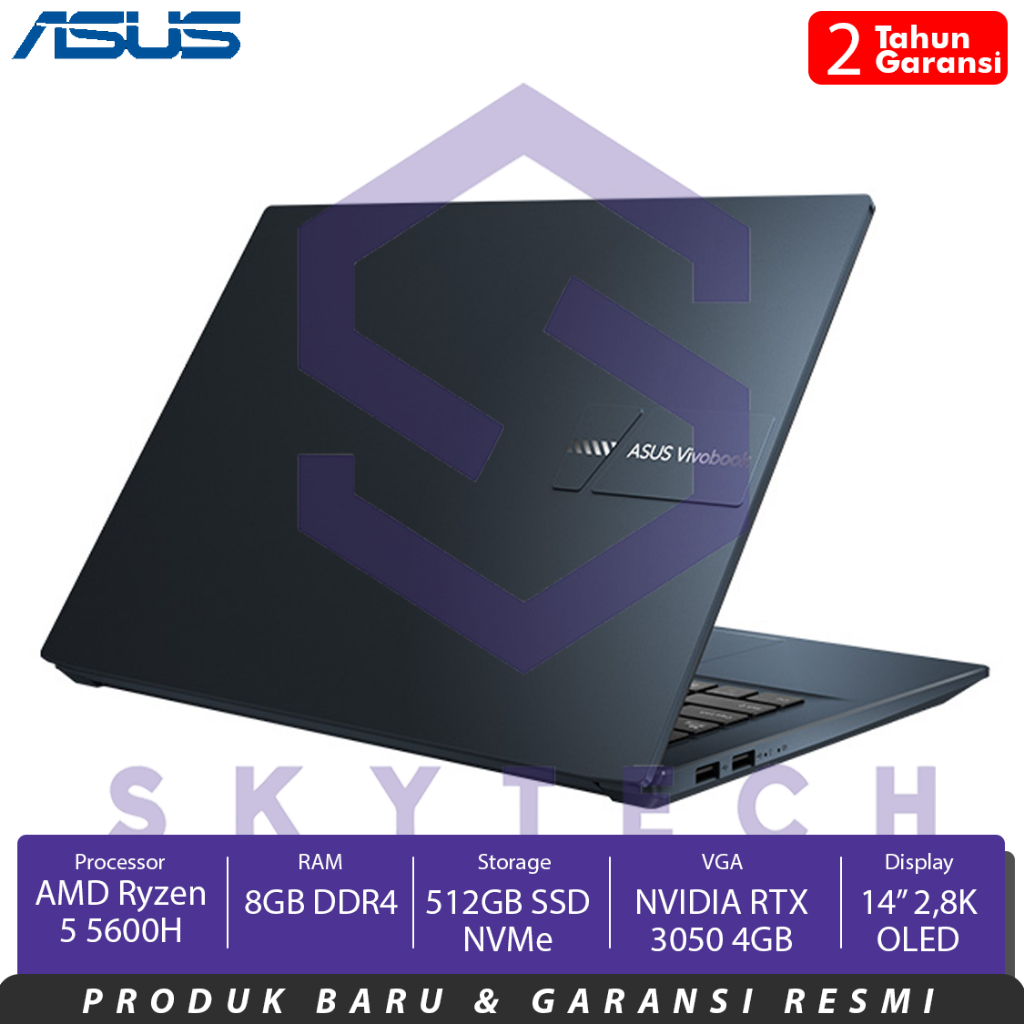 LAPTOP ASUS CREATOR M3401QC OLED555 AMD RYZEN 5 5600H RAM 8GB SSD 512GB RTX 3050 4GB WIN11 OHS 2021