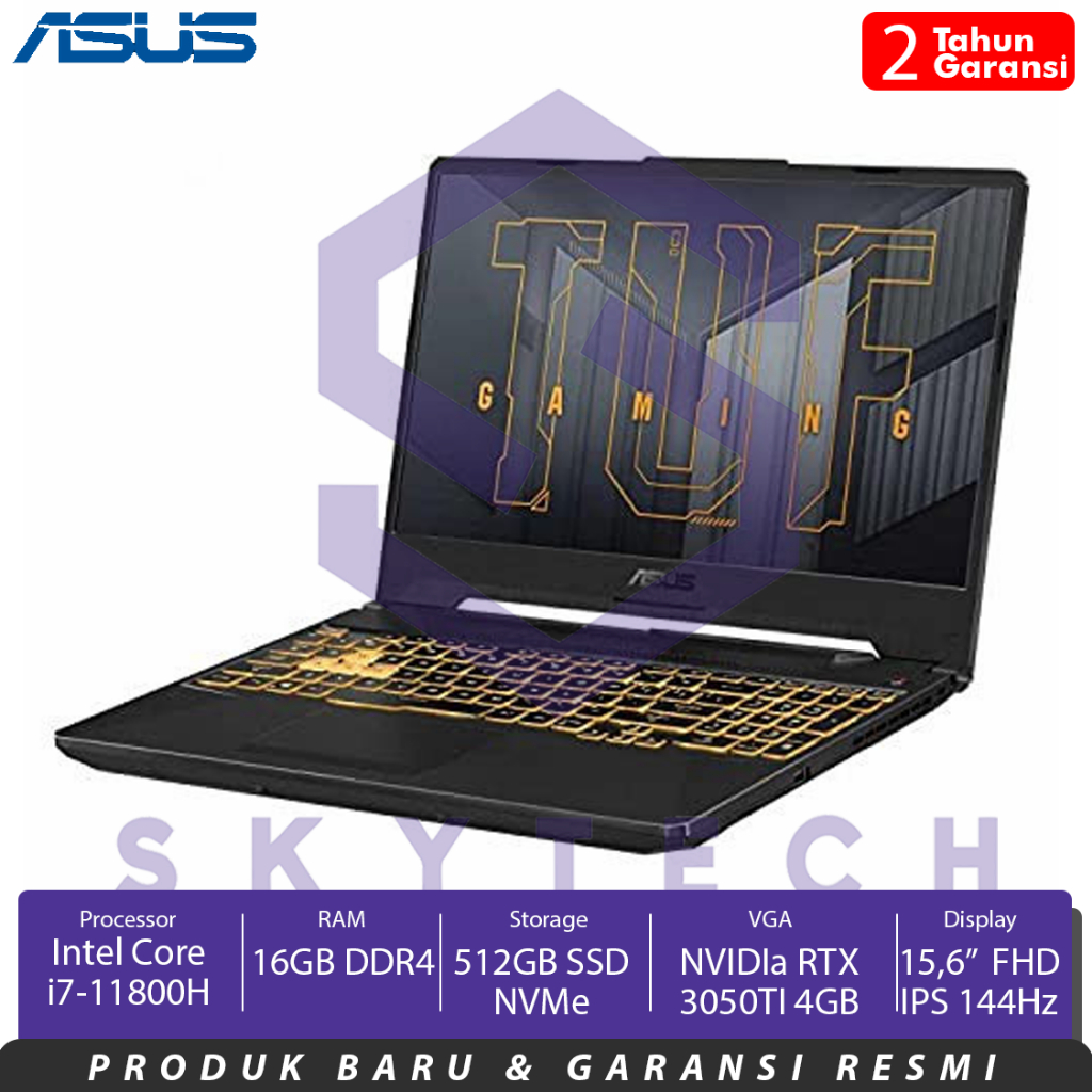 LAPTOP GAMING ASUS TUF FX506HEB I7R5B6G i7 11800H RAM 8GB 512GB SSD RTX3050Ti WINDOWS 10 + OFFICE