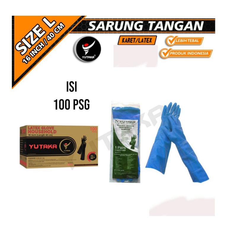 Sarung Tangan Karet 16 Inch isi 100 psg/cuci piring Sarung Tangan Karet 16 Inch isi 100 psg/ murah Sarung Tangan Karet 16 Inch isi 100 psg