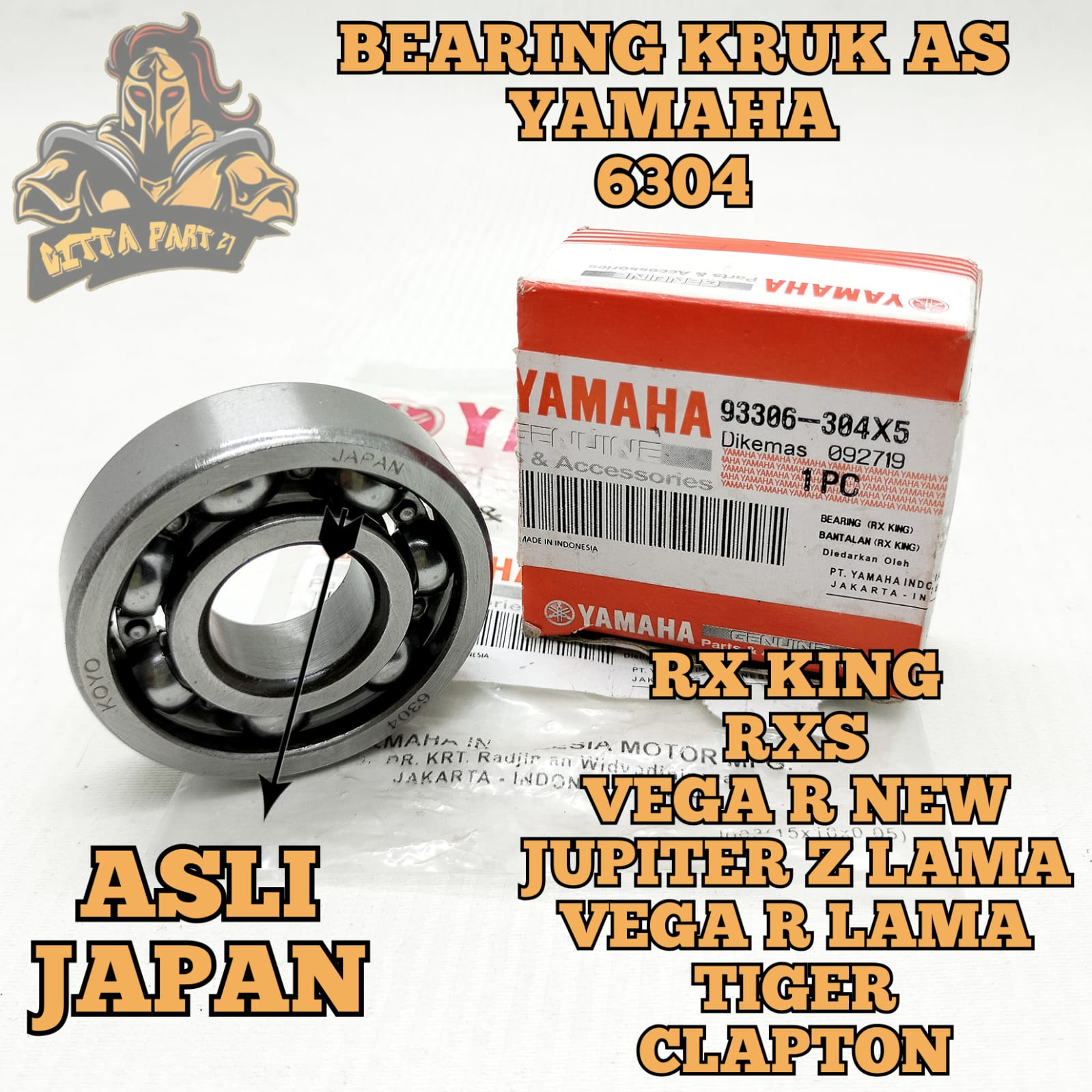 KELAHAR BEARING KRUK AS ASLI ORIGINAL YAMAHA 6304 KUALITAS ASLI ORIGINAL YAMAHA YGP PRESISI DAN DIJAMIN AWET RX KING RXKING VEGA R NEW VEGA R LAMA JUPITER Z LAMA BURHAN TIGER CLYPTON LAHER