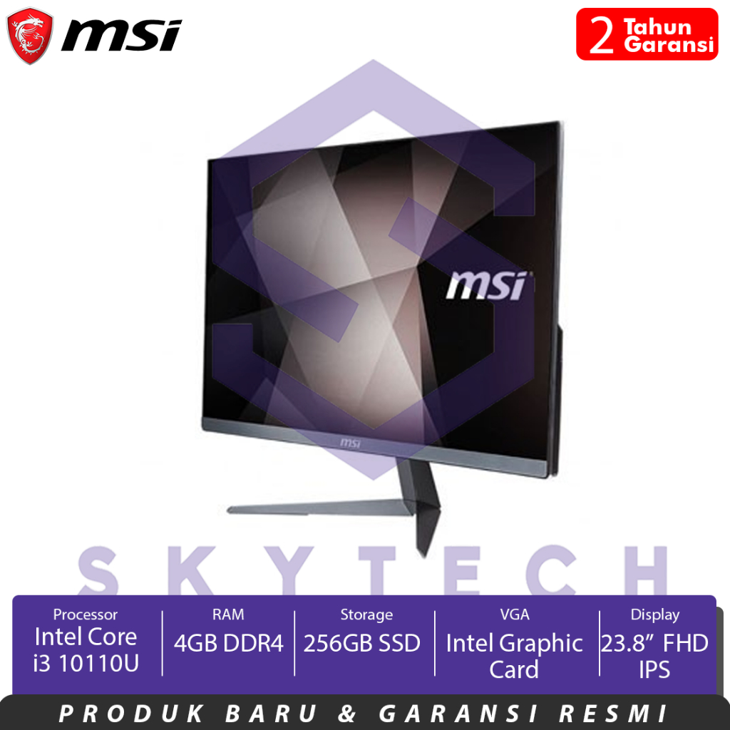 PC ALL IN ONE MSI PRO24X 10M 9S6 AEC213 290 INTEL CORE i3 10110U RAM 4GB SSD 256GB WINDOWS 10 SILVER