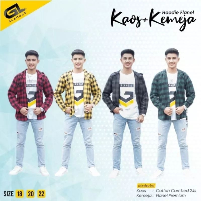 READY KEMEJA HOODIE & TSHIRT BY GLAMOAS 18-22 TAHUN / KAOS ANAK REMAJA COWOK / BAJU KEMEJA FLANEL HO