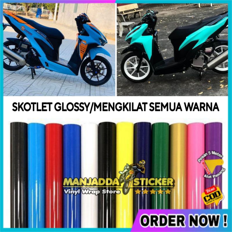 Permeter stiker skotlet glosy mengkilat semua warna