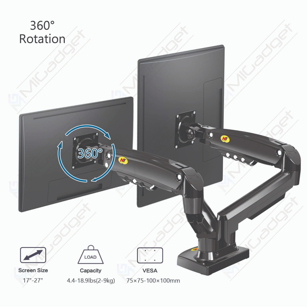 Bracket LCD NB F195A North Bayou Dual Monitor Desk Mount